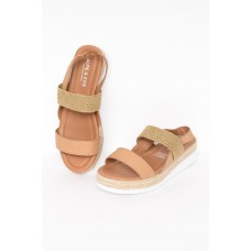 Dunham Camel Woven Platform Sandal