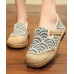 Black Cotton Linen Fabric Flat Shoes Splicing Flat Shoes For Women