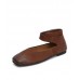 Chic Chocolate Buckle Strap Ballet Flats Shoes Cowhide Leather