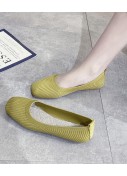 Top Quality Yellow Knit Cotton Fabric Flat Feet Shoes For Women